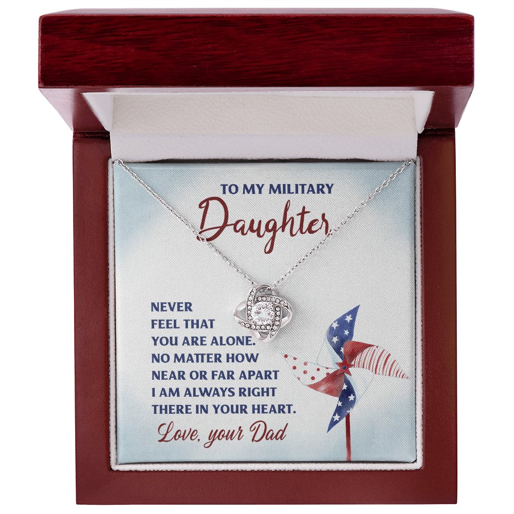 To My Military Daughter - Gift For Daughter In Military From Dad - Love Knot Necklace - Celeste Jewel