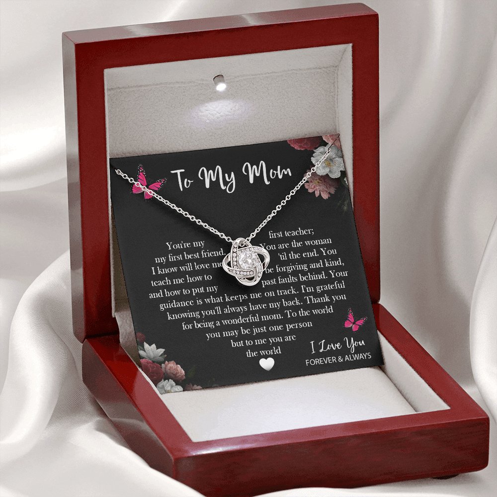 To My Mom - You Are The World - Love Knot Necklace - Celeste Jewel