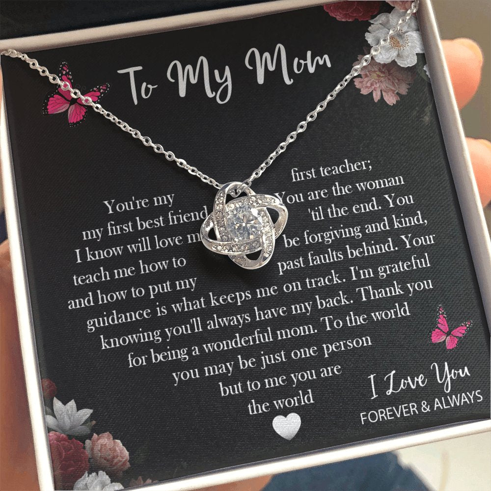 To My Mom - You Are The World - Love Knot Necklace - Celeste Jewel