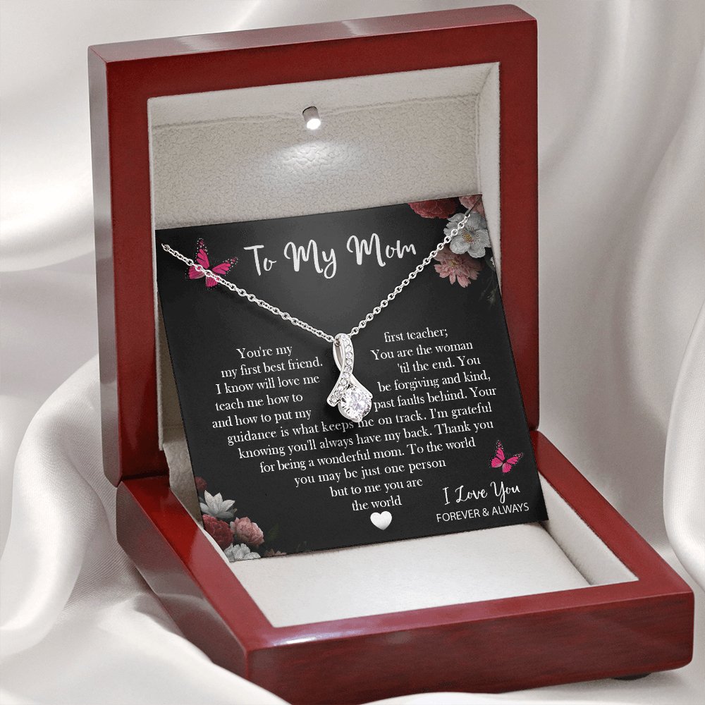 To My Mom - You Are The World - Sparkling Radiance Necklace - Celeste Jewel