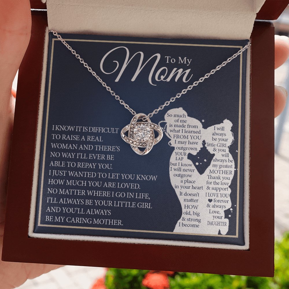 To My Mom - Your Little Girl - Love Knot Necklace - Celeste Jewel