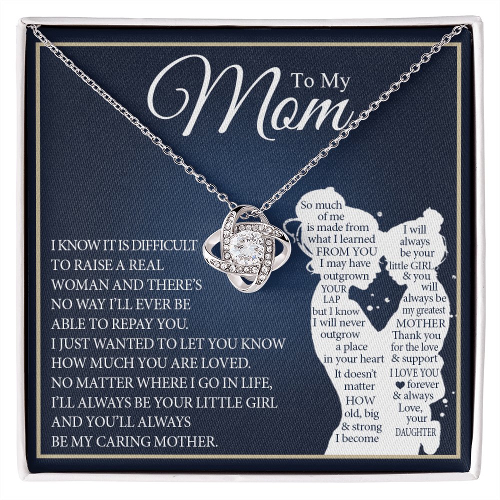 To My Mom - Your Little Girl - Love Knot Necklace - Celeste Jewel