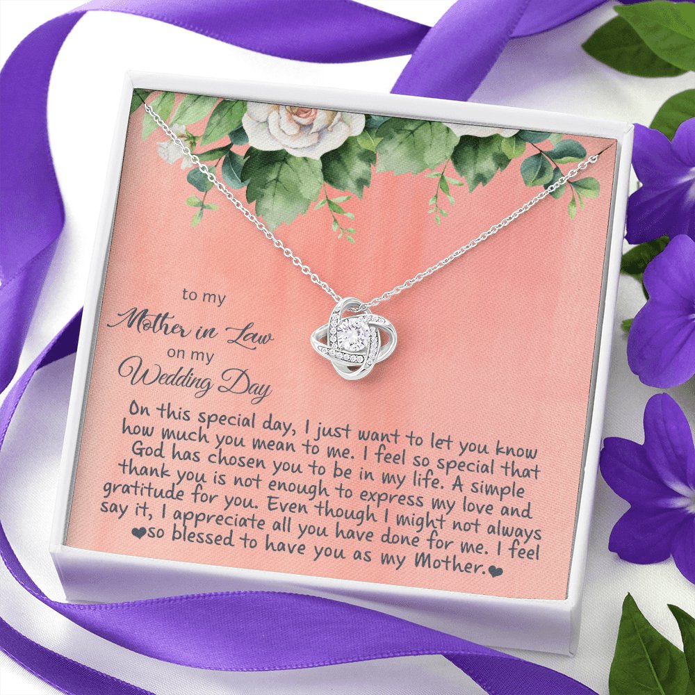 To My Mother In Law On My Wedding Day - Personalized Gift - Love Knot Necklace - Celeste Jewel