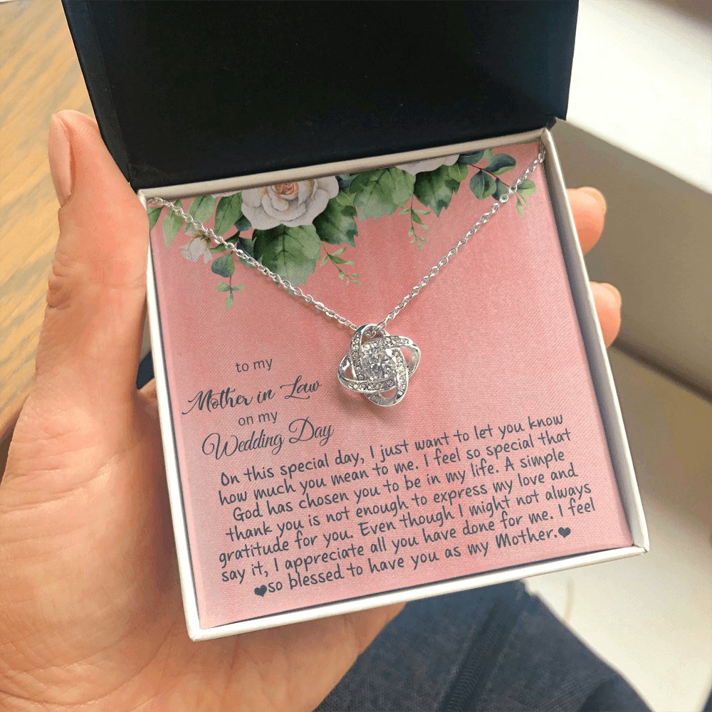 To My Mother In Law On My Wedding Day - Personalized Gift - Love Knot Necklace - Celeste Jewel