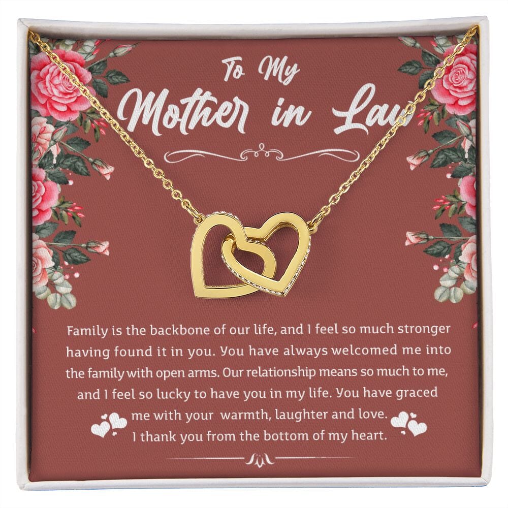 To My Mother In Law - Warmth Laughter Love - Interlocking Hearts Necklace - Celeste Jewel