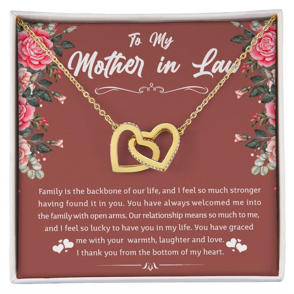 To My Mother In Law - Warmth Laughter Love - Interlocking Hearts Necklace - Celeste Jewel