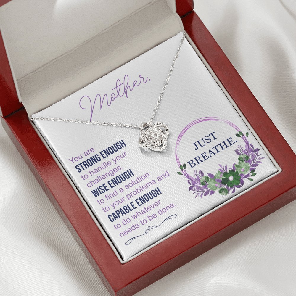 To My Mother - Just Breathe - Love Knot Necklace - Celeste Jewel