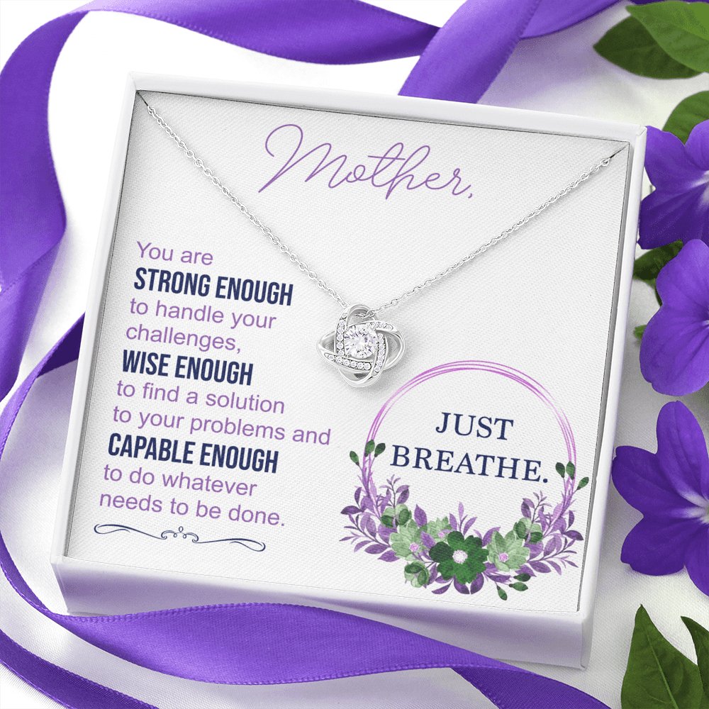 To My Mother - Just Breathe - Love Knot Necklace - Celeste Jewel