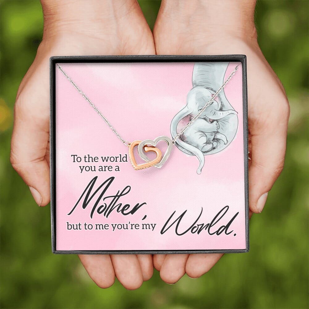 To My Mother - You're My World - Interlocking Hearts Necklace - Celeste Jewel