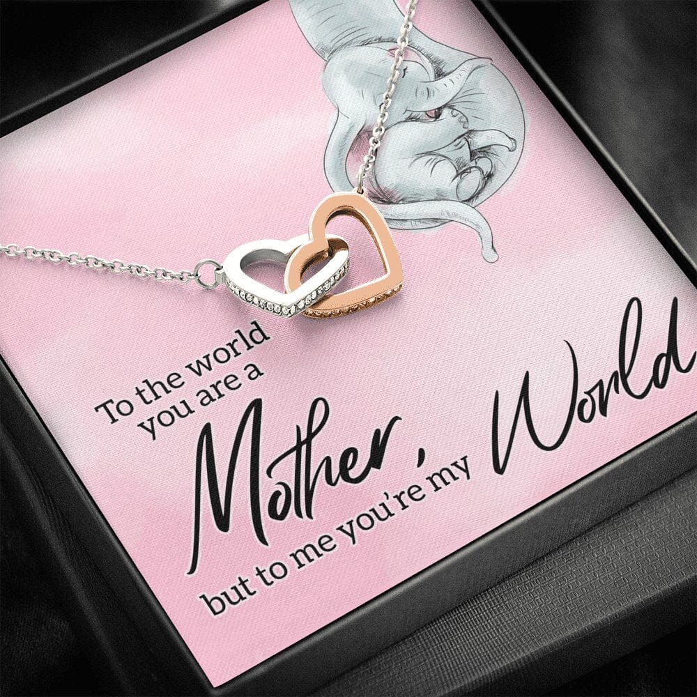 To My Mother - You&#39;re My World - Interlocking Hearts Necklace - Celeste Jewel