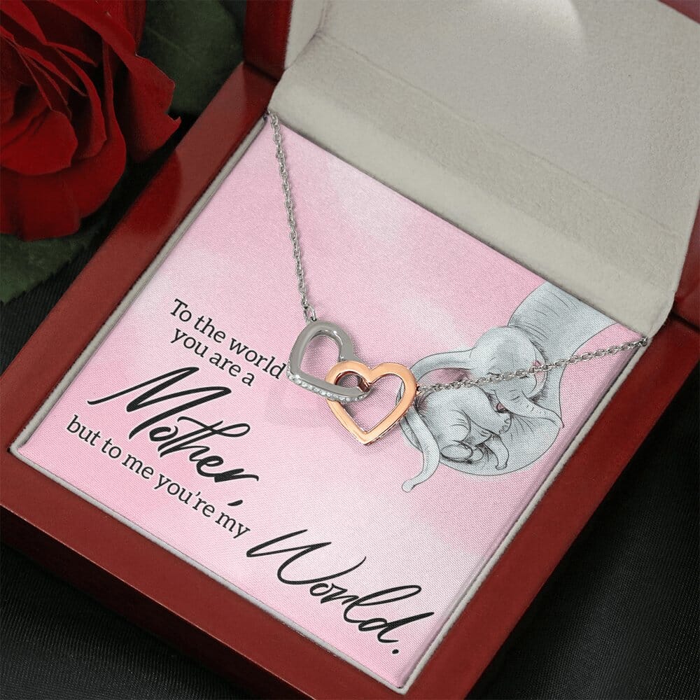 To My Mother - You&#39;re My World - Interlocking Hearts Necklace - Celeste Jewel