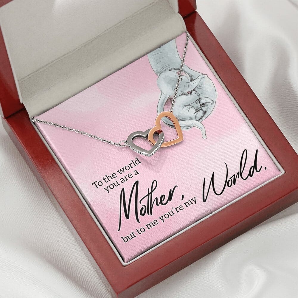 To My Mother - You're My World - Interlocking Hearts Necklace Jewelry 
