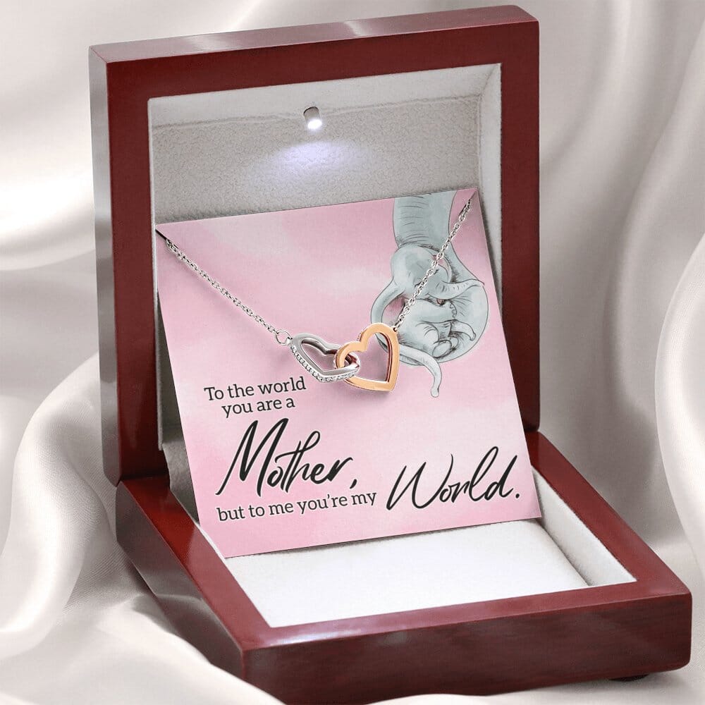 To My Mother - You're My World - Interlocking Hearts Necklace Jewelry 