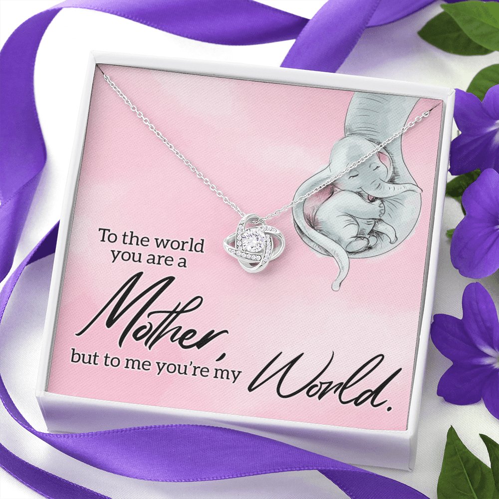 To My Mother - You&#39;re My World - Love Knot Necklace - Celeste Jewel