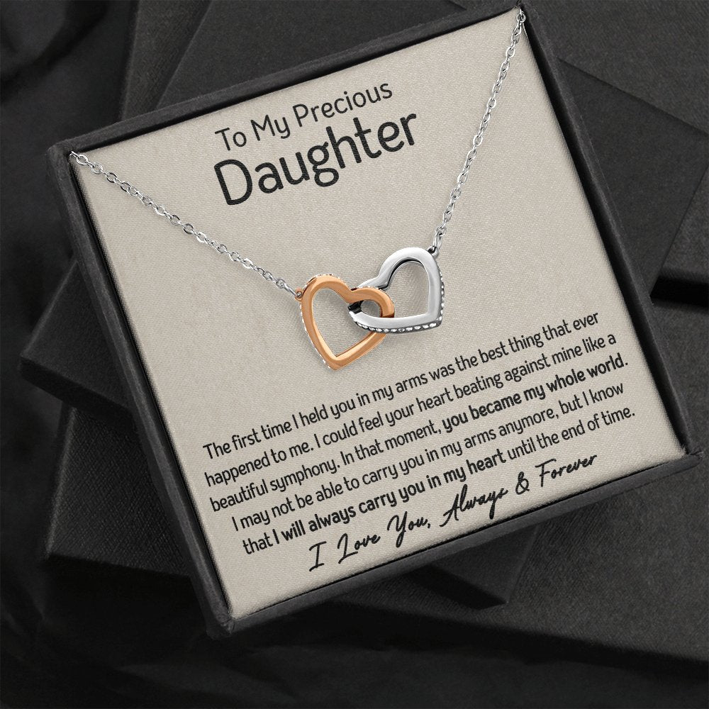 To My Precious Daughter - My Whole World - Interlocking Hearts Necklace - Celeste Jewel