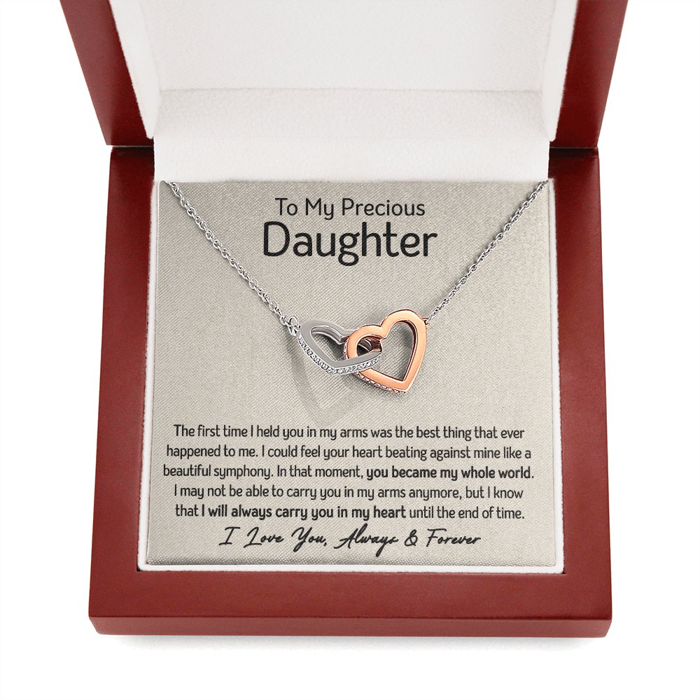 To My Precious Daughter - My Whole World - Interlocking Hearts Necklace - Celeste Jewel