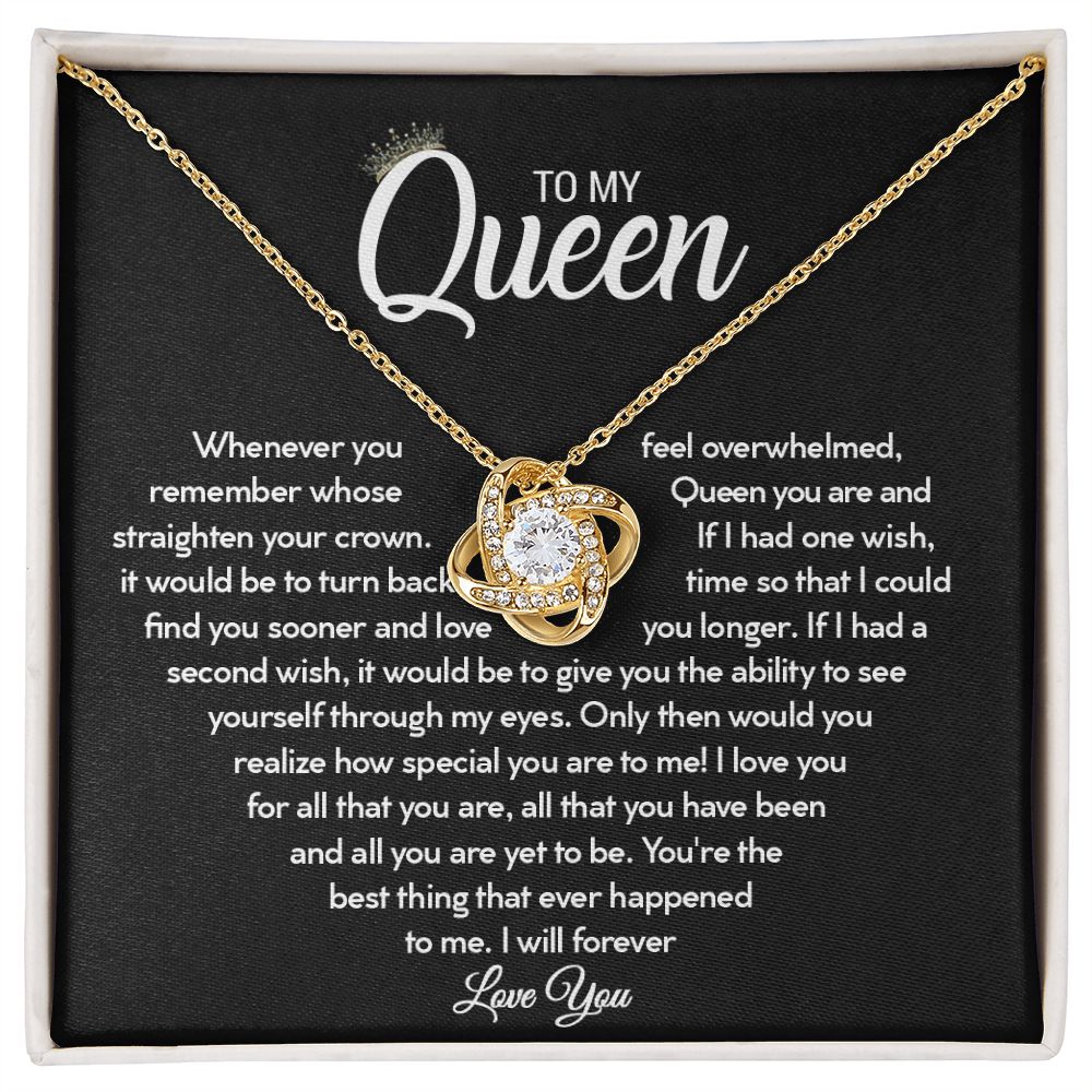To My Queen - Straighten Your Crown - Love Knot Necklace - Celeste Jewel