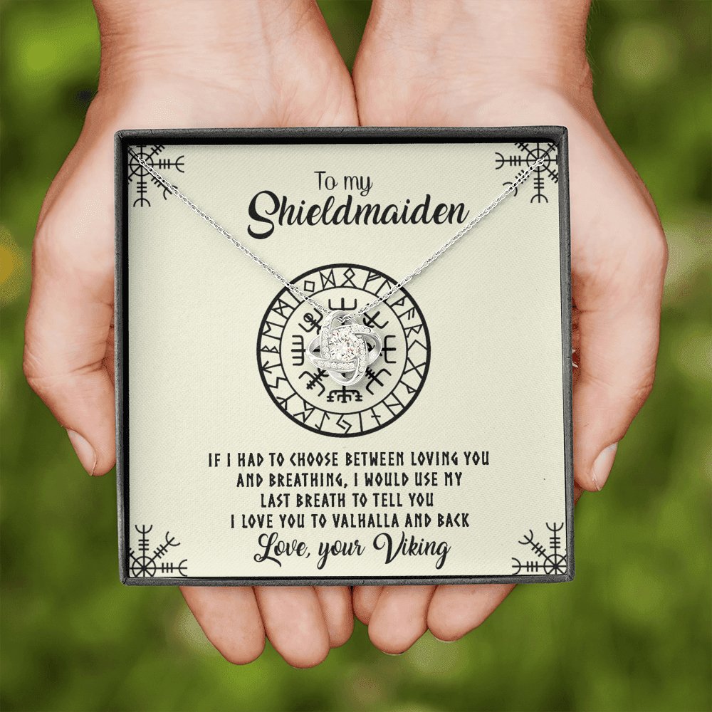 To My Shieldmaiden - I Love You To Valhalla And Back - Love Knot Necklace - Celeste Jewel