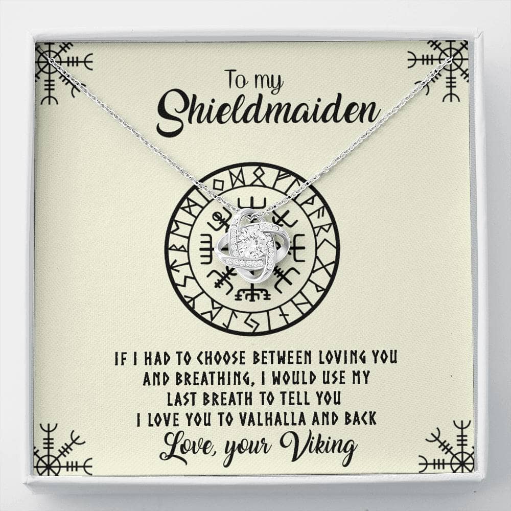 To My Shieldmaiden - I Love You To Valhalla And Back - Love Knot Necklace - Celeste Jewel