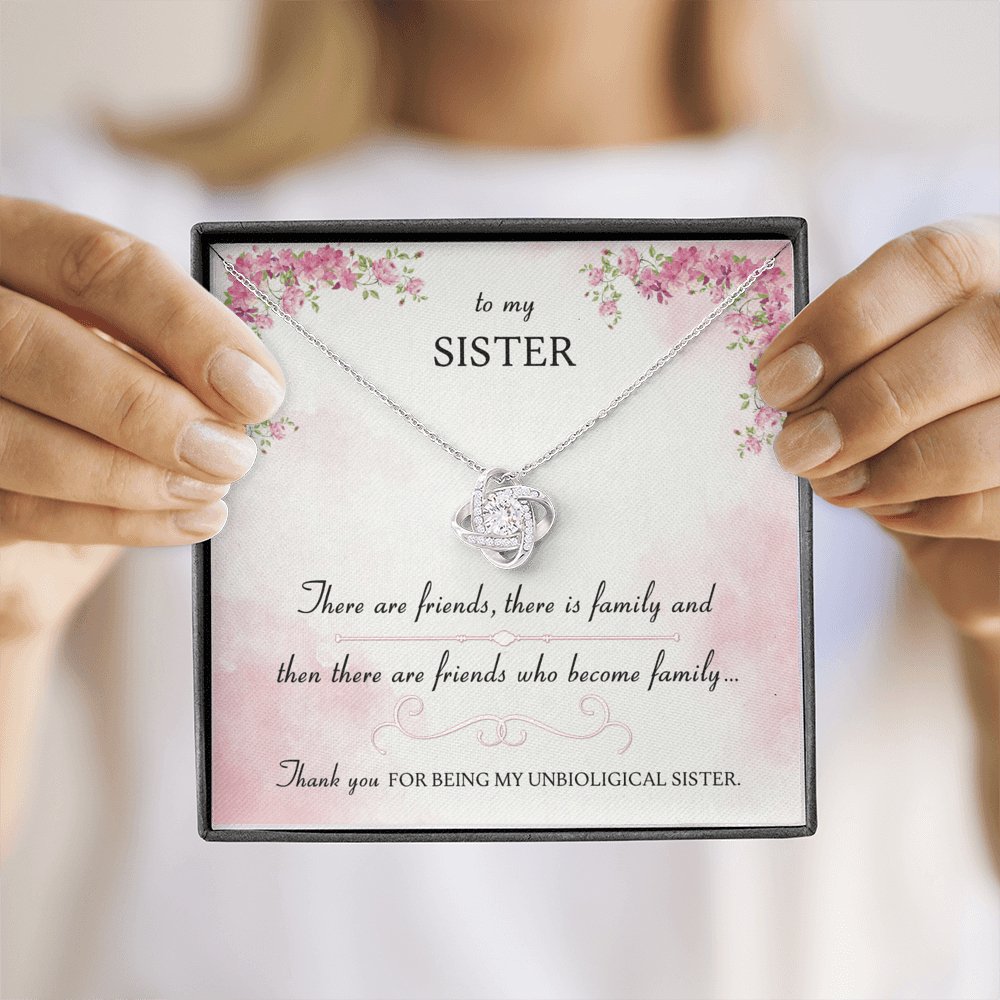 To My Sister - Friends Who Become Family - Love Knot Necklace - Celeste Jewel