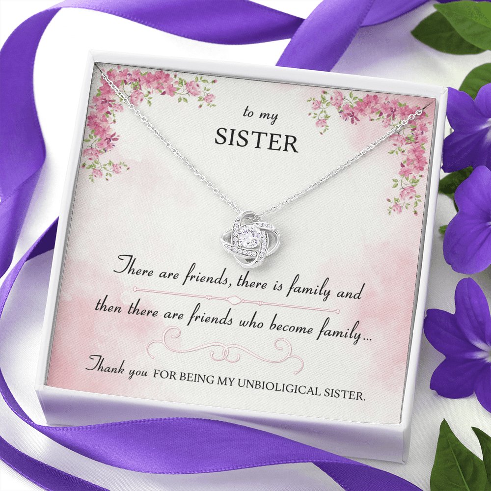 To My Sister - Friends Who Become Family - Love Knot Necklace - Celeste Jewel