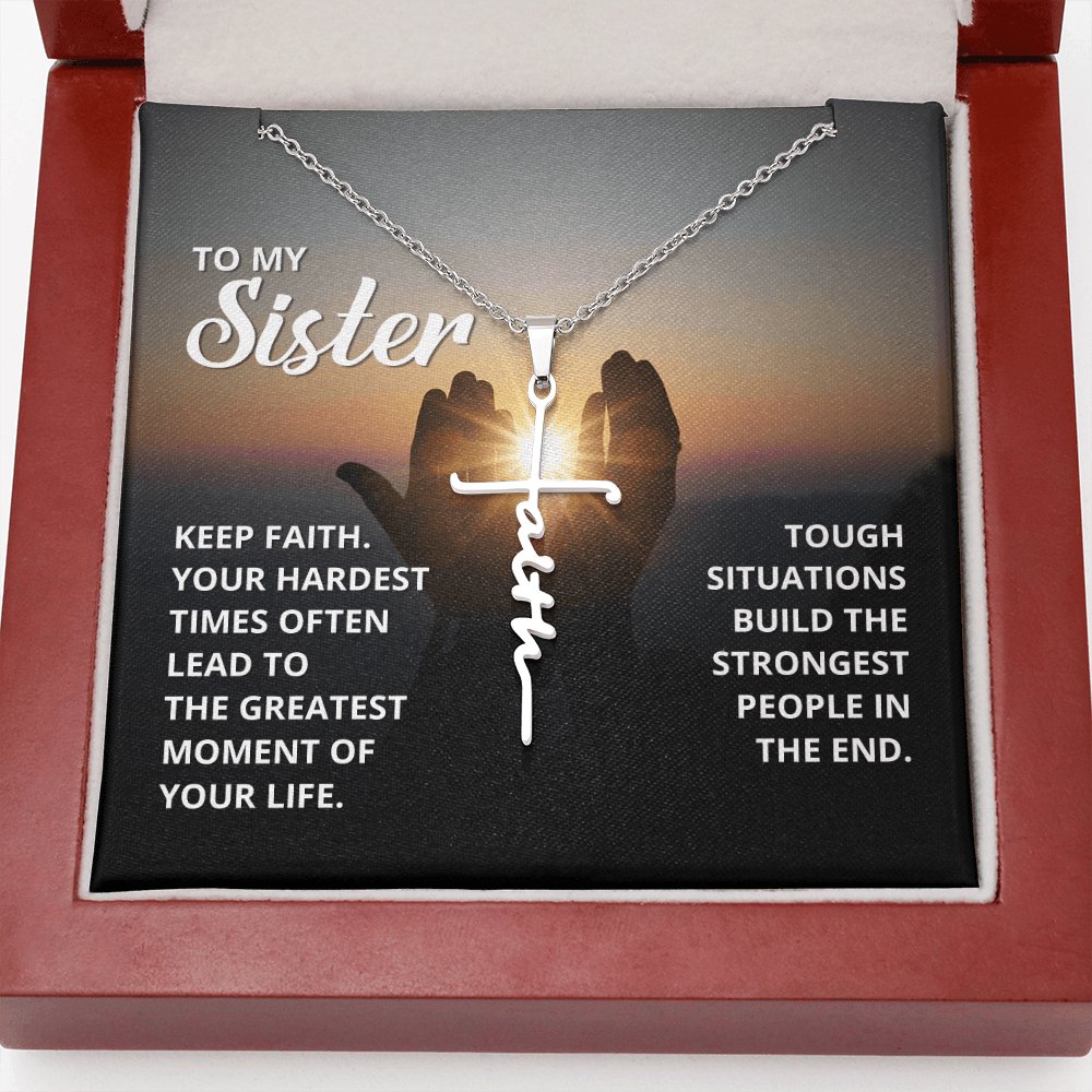 To My Sister - Spiritual Gift For Her - Faith Cross Necklace - Celeste Jewel