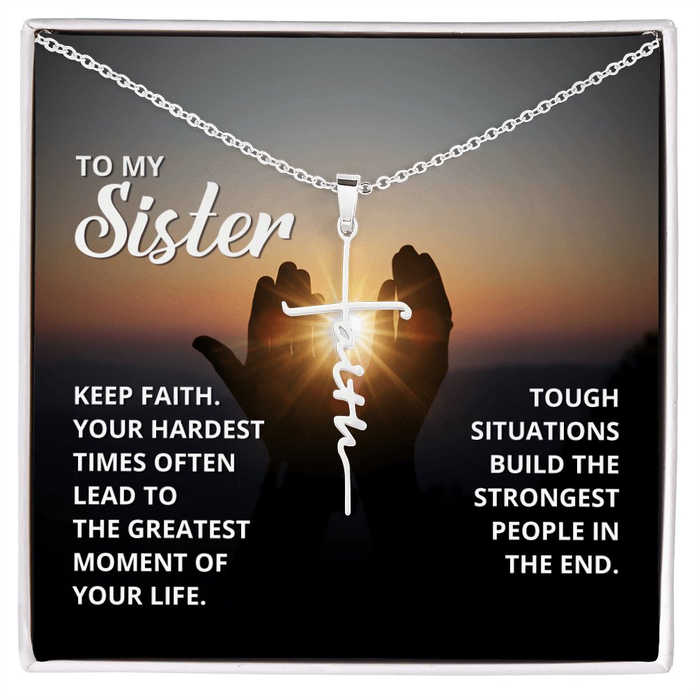 To My Sister - Spiritual Gift For Her - Faith Cross Necklace - Celeste Jewel