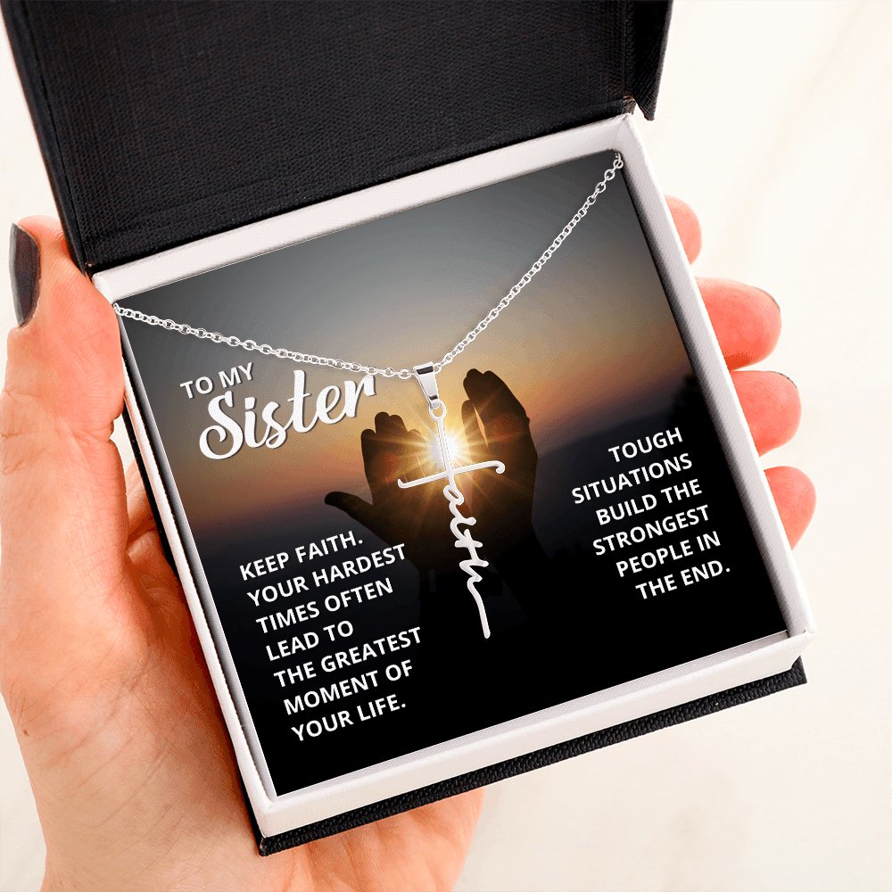 To My Sister - Spiritual Gift For Her - Faith Cross Necklace - Celeste Jewel