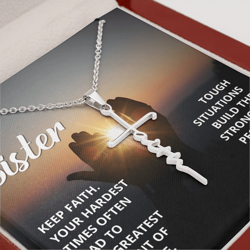 To My Sister - Spiritual Gift For Her - Faith Cross Necklace - Celeste Jewel