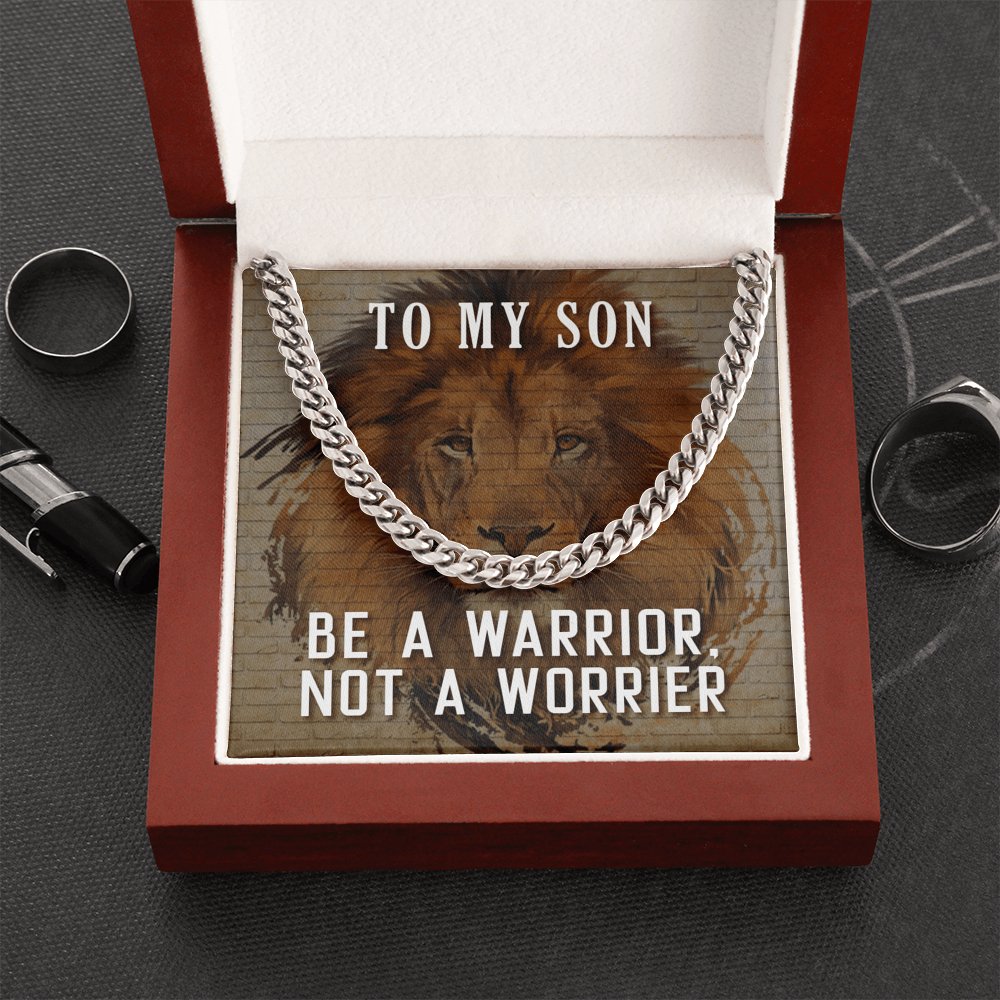 To My Son - Be A Warrior - Cuban Link Chain Necklace - Celeste Jewel