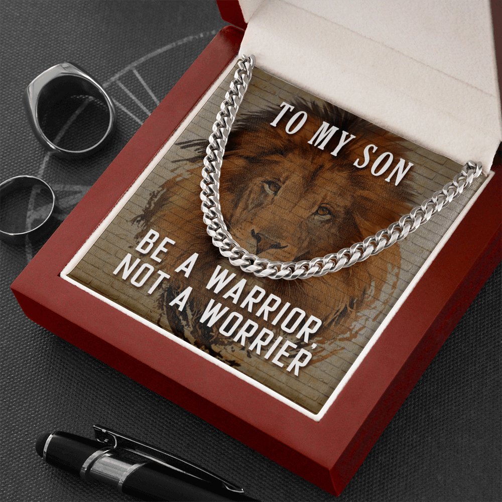 To My Son - Be A Warrior - Cuban Link Chain Necklace - Celeste Jewel