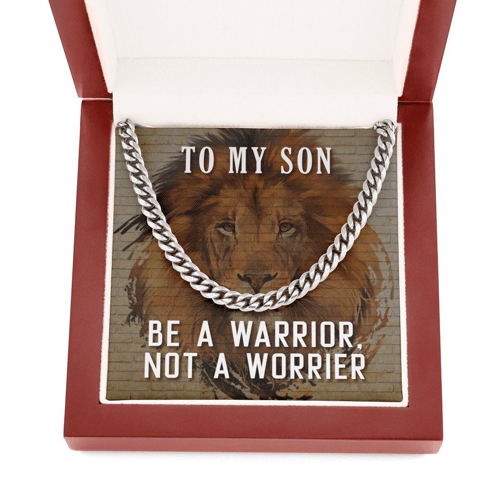 To My Son - Be A Warrior - Cuban Link Chain Necklace - Celeste Jewel