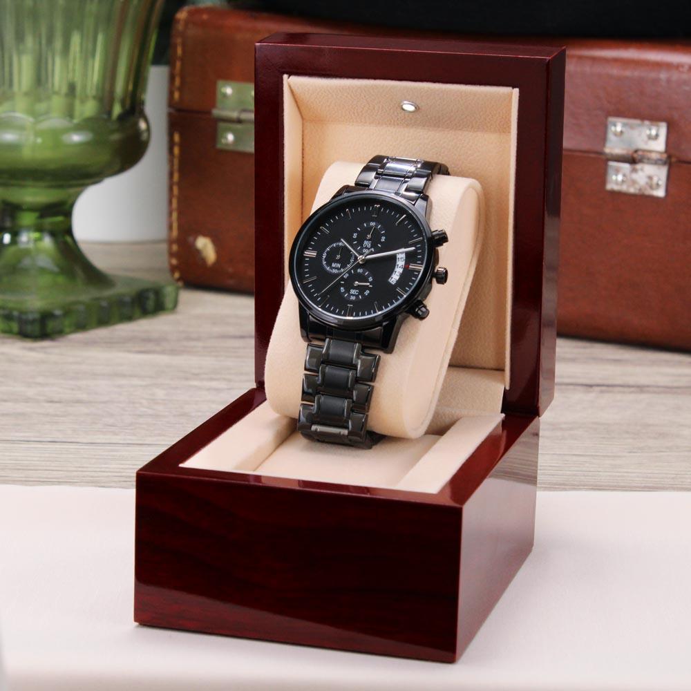To My Son - Carry You In My Heart - Black Chronograph Watch - Celeste Jewel