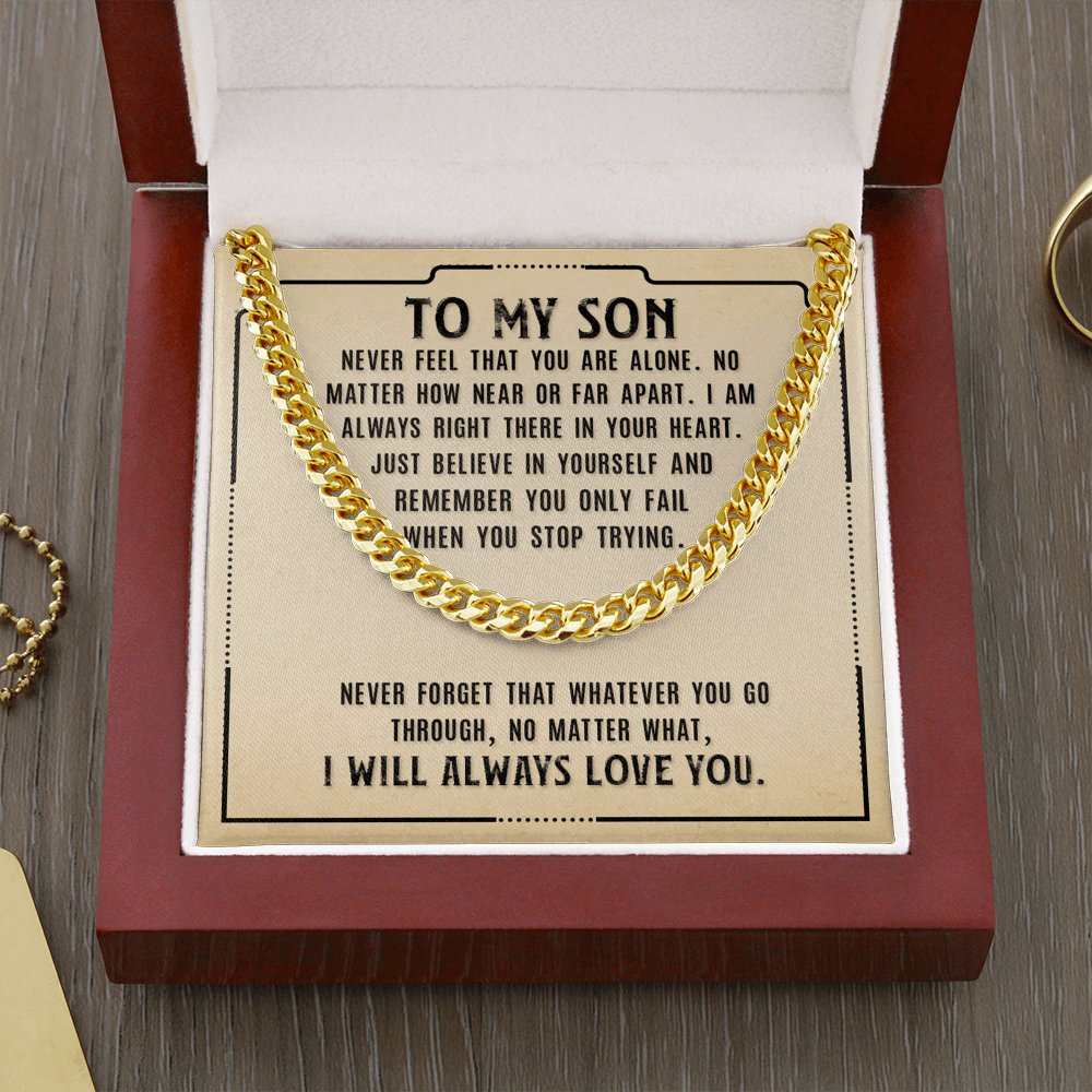 To My Son - Never Forget - Cuban Link Chain Necklace - Celeste Jewel