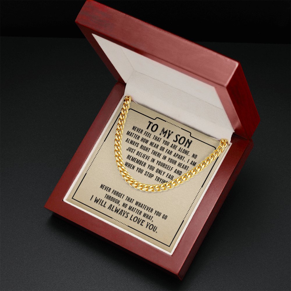 To My Son - Never Forget - Cuban Link Chain Necklace - Celeste Jewel