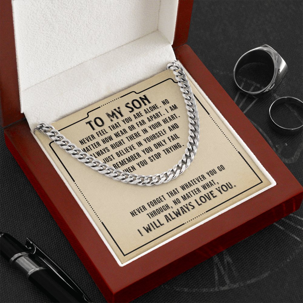 To My Son - Never Forget - Cuban Link Chain Necklace - Celeste Jewel
