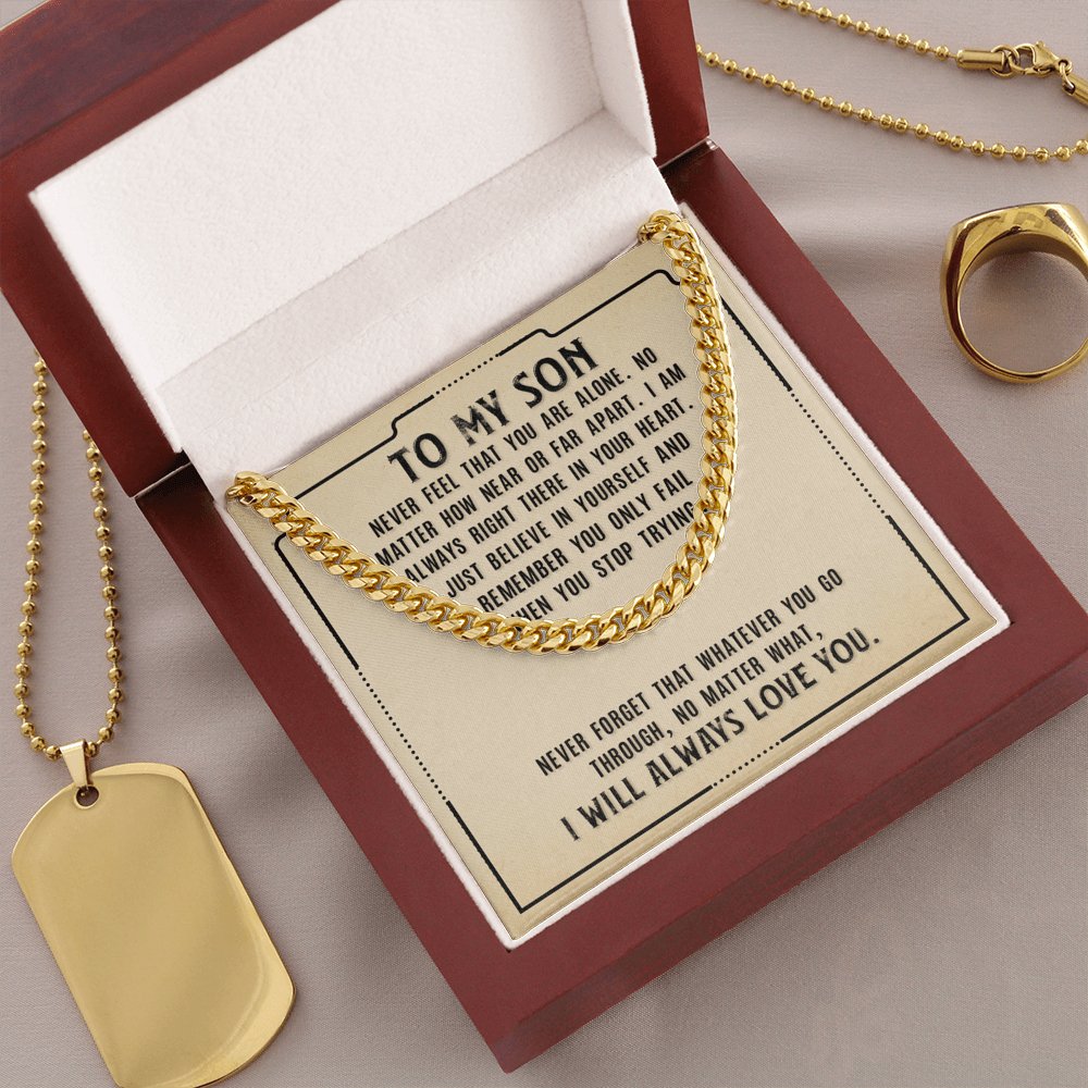 To My Son - Never Forget - Cuban Link Chain Necklace - Celeste Jewel