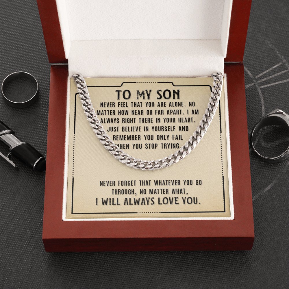 To My Son - Never Forget - Cuban Link Chain Necklace - Celeste Jewel