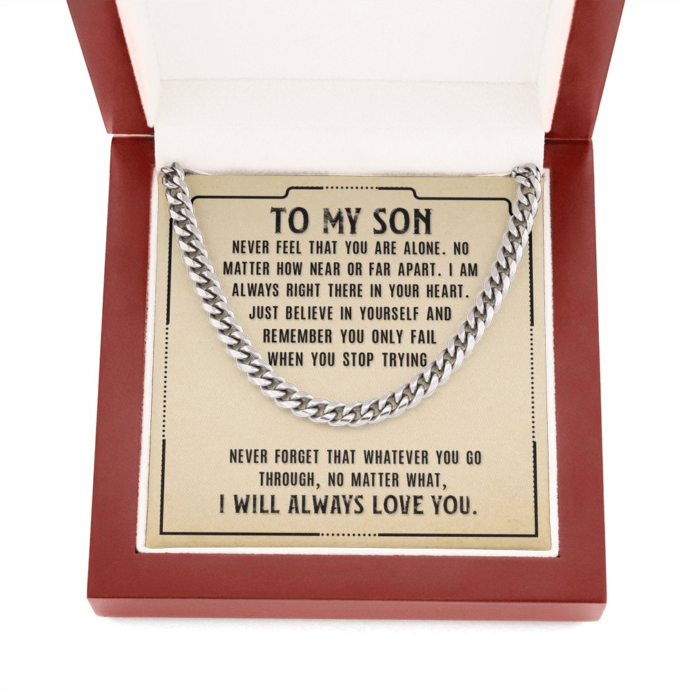 To My Son - Never Forget - Cuban Link Chain Necklace - Celeste Jewel