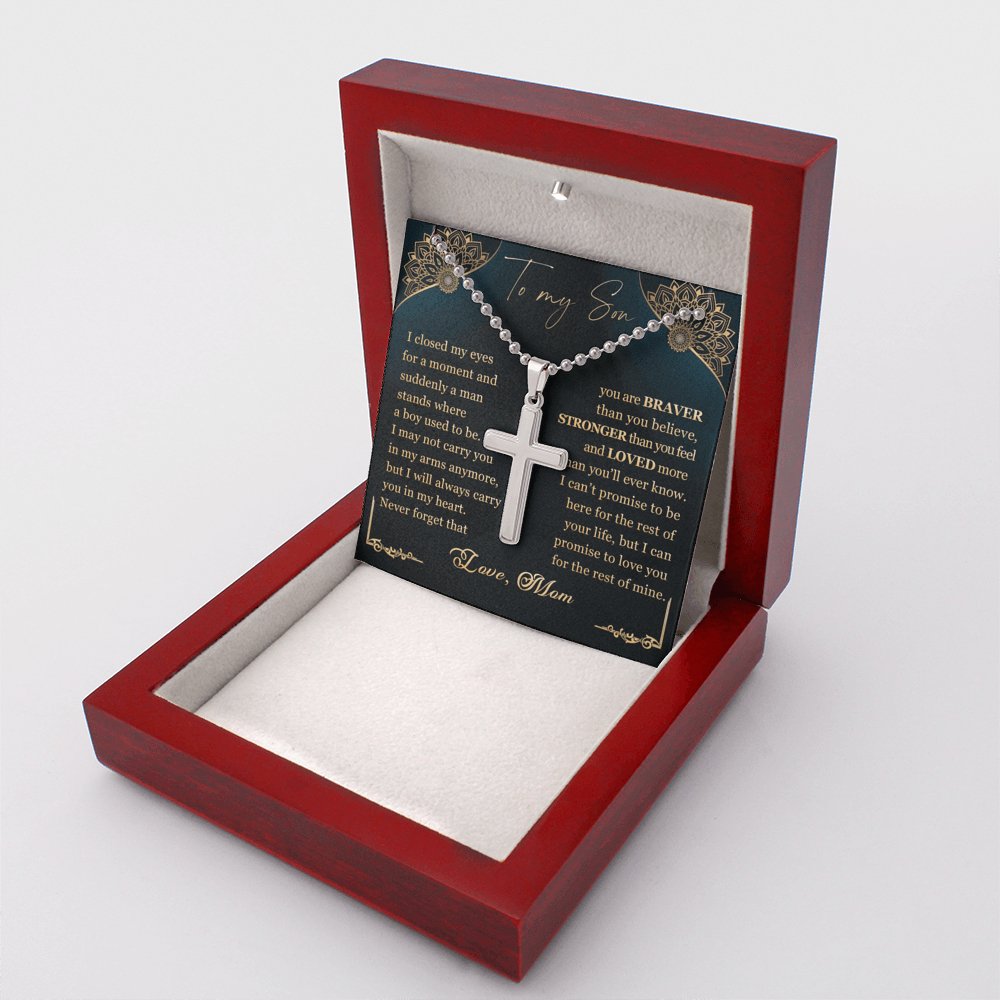 To My Son - Never Forget - Personalized Cross Necklace - Celeste Jewel