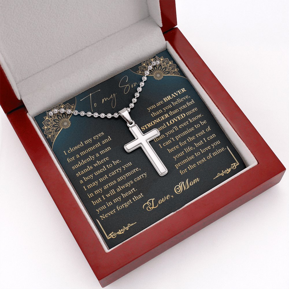 To My Son - Never Forget - Personalized Cross Necklace - Celeste Jewel