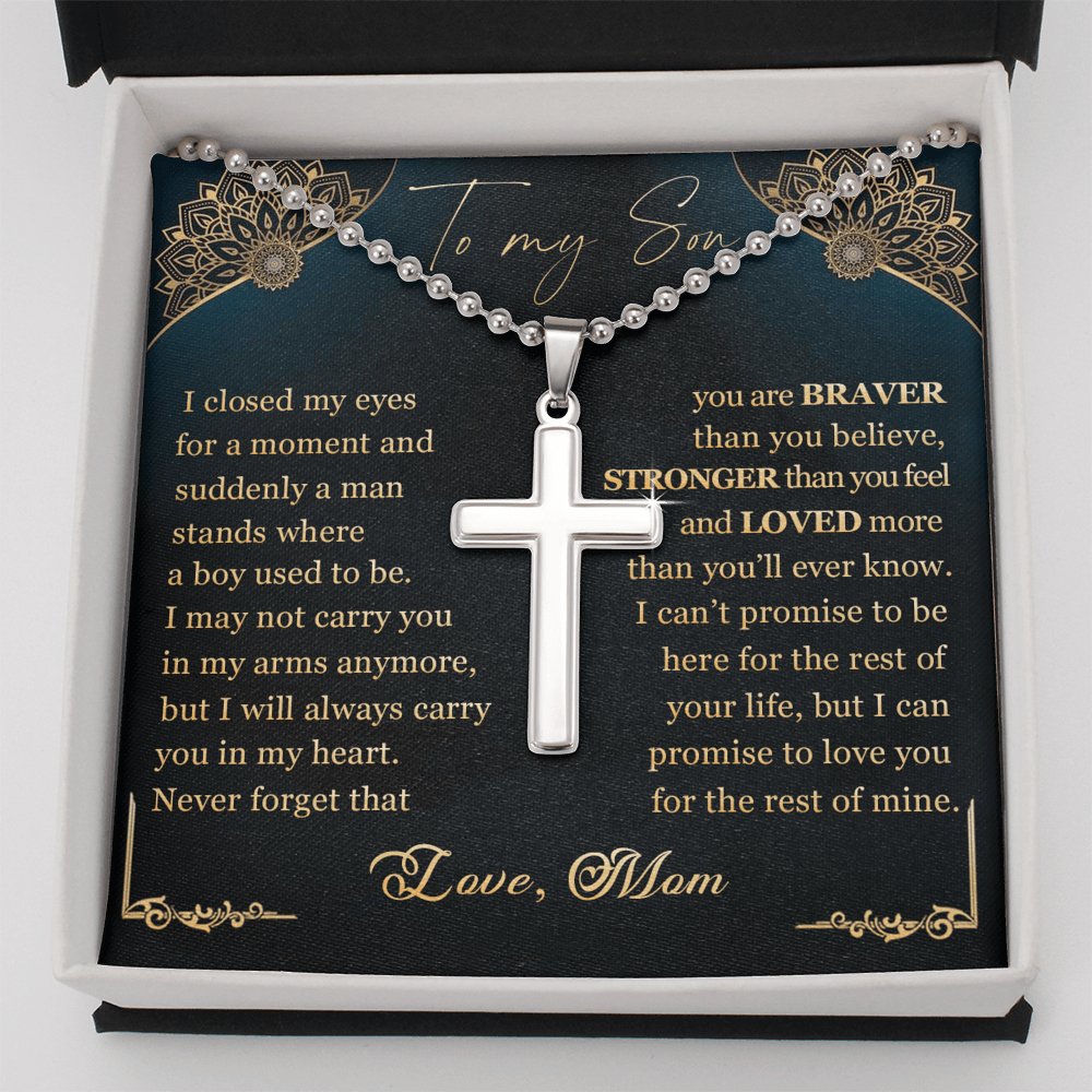 To My Son - Never Forget - Personalized Cross Necklace - Celeste Jewel