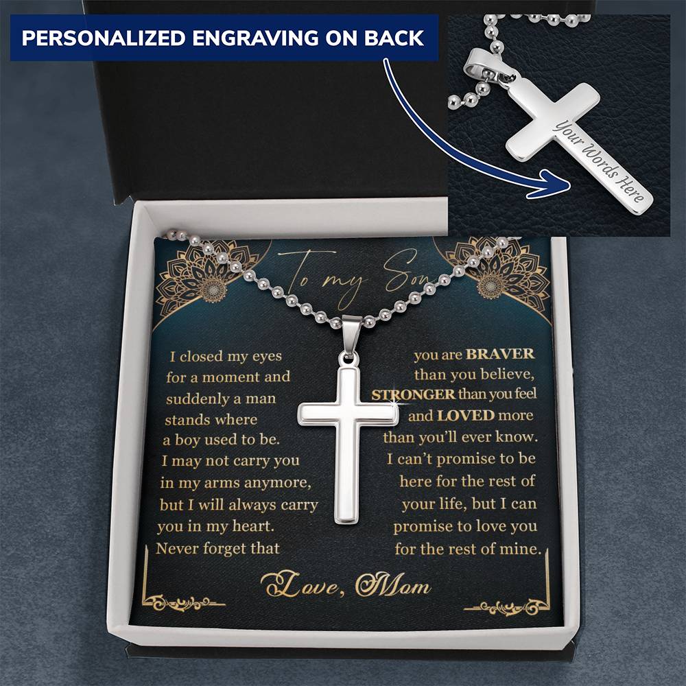 To My Son - Never Forget - Personalized Cross Necklace - Celeste Jewel
