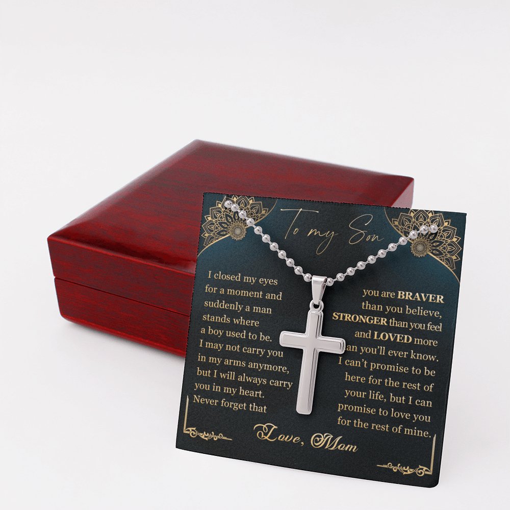 To My Son - Never Forget - Personalized Cross Necklace - Celeste Jewel