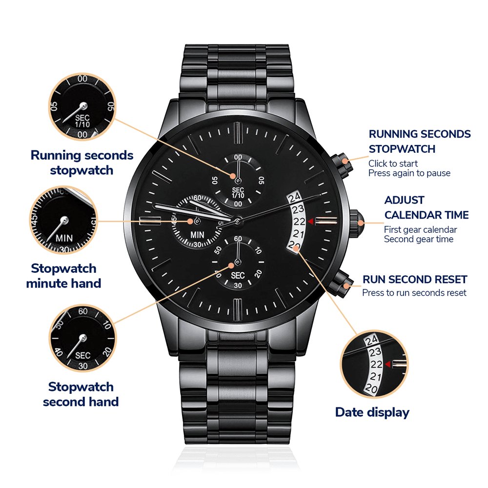 To My Son - When You Wear This Watch - Black Chronograph Watch - Celeste Jewel