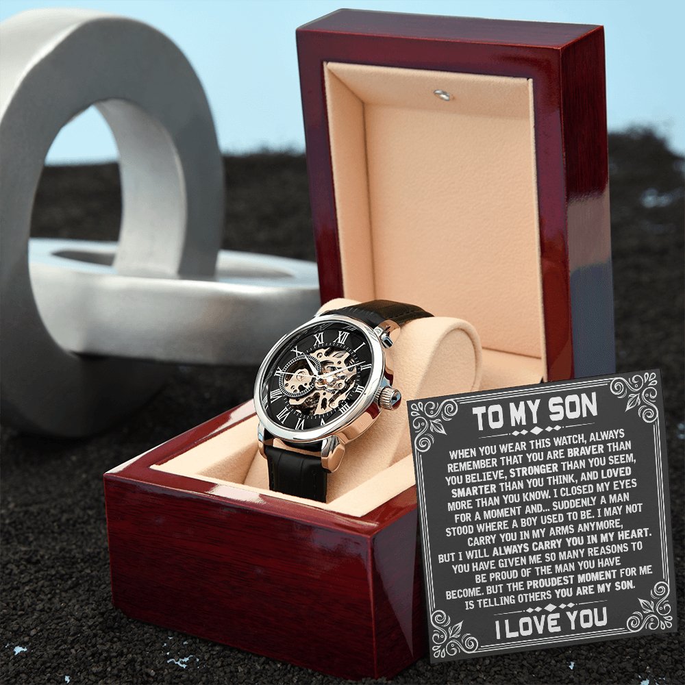 To My Son - When You Wear This Watch - Men's Skeleton Watch - Celeste Jewel