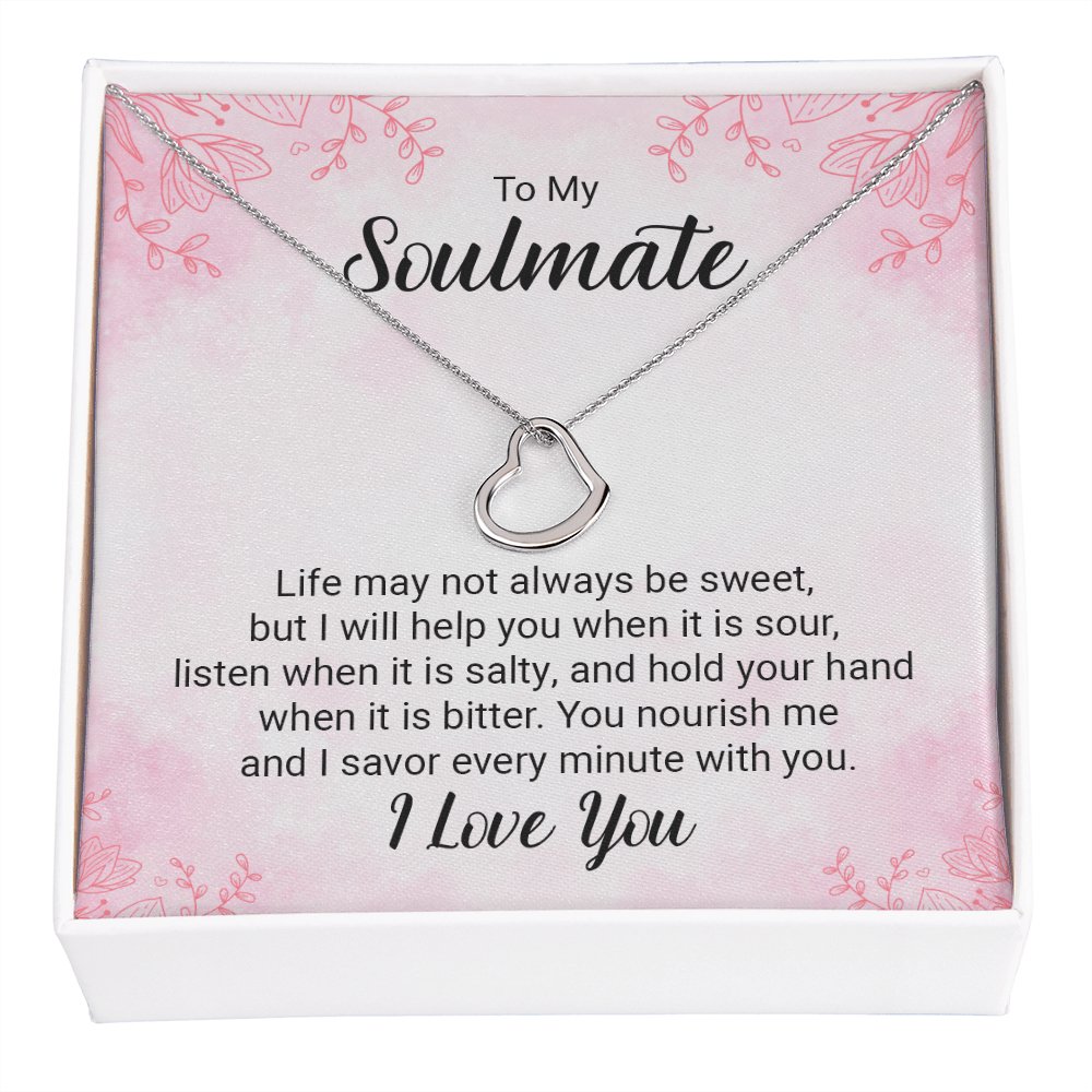 To My Soulmate - Every Minute With You - Dainty Heart Necklace - Celeste Jewel