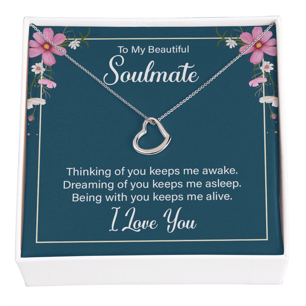 To My Soulmate Gift - Dreaming Of You - Dainty Heart Necklace - Celeste Jewel