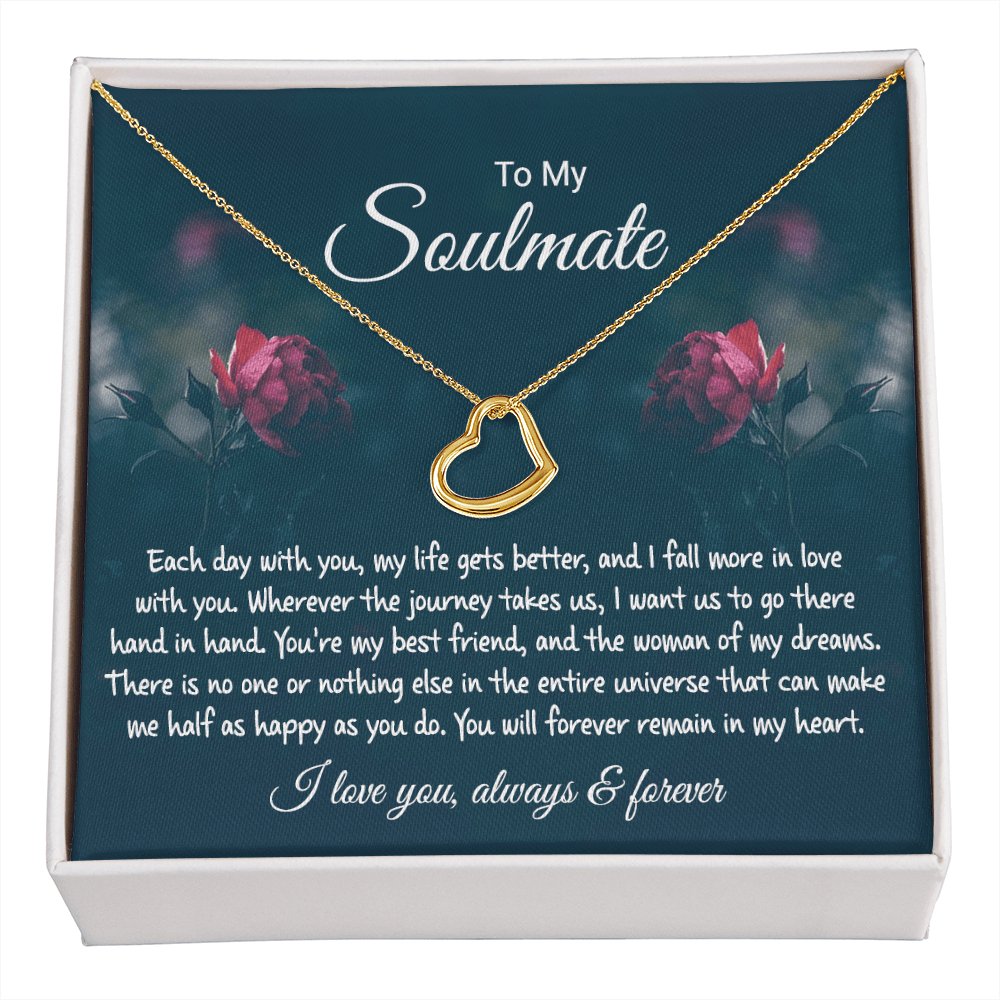 To My Soulmate Gift - Each Day With You - Dainty Heart Necklace - Celeste Jewel