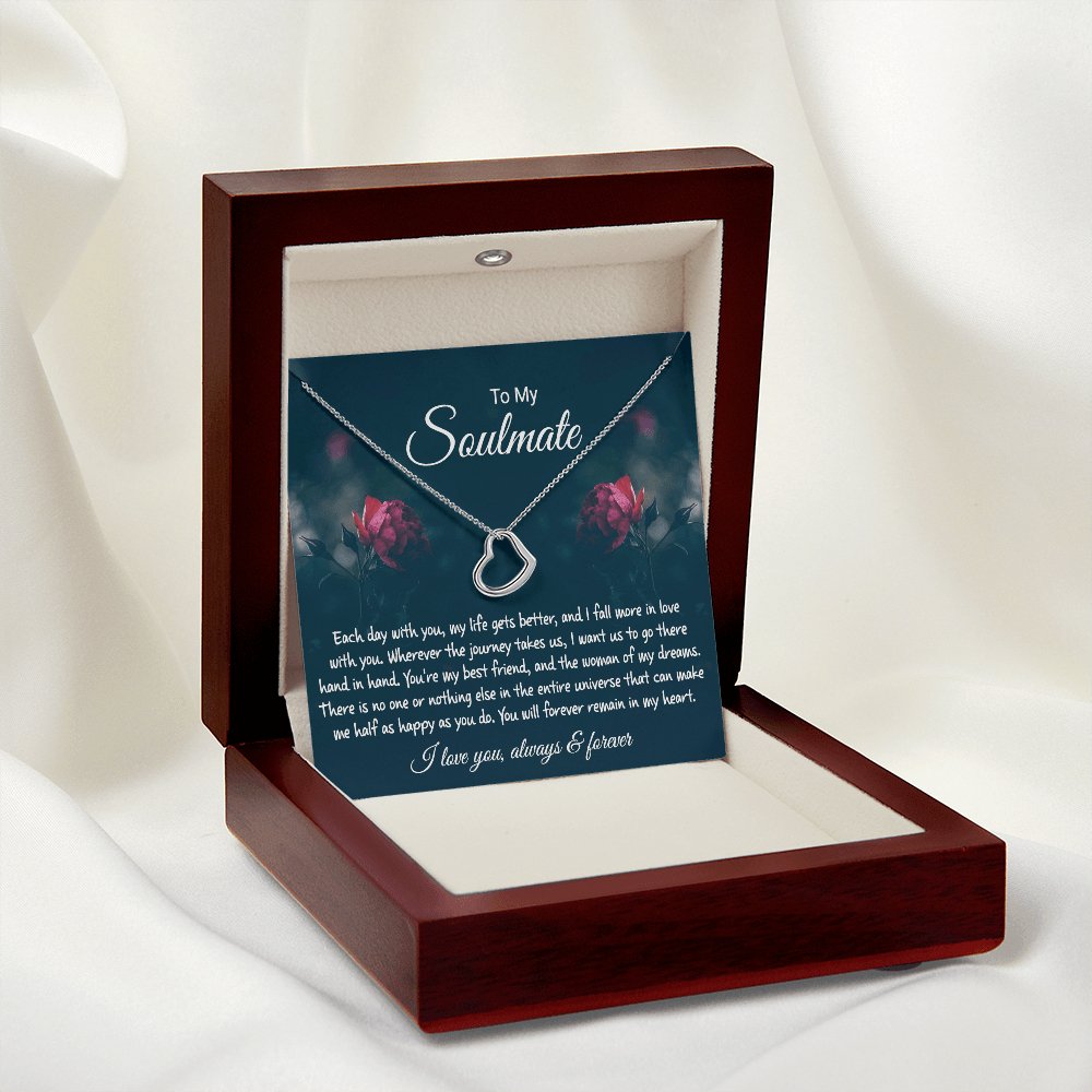 To My Soulmate Gift - Each Day With You - Dainty Heart Necklace - Celeste Jewel